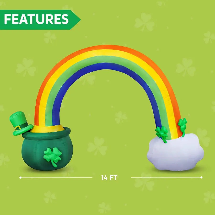 14ft Long 10 FT Tall St Patrick Inflatable Rainbow Arch with LED Lights