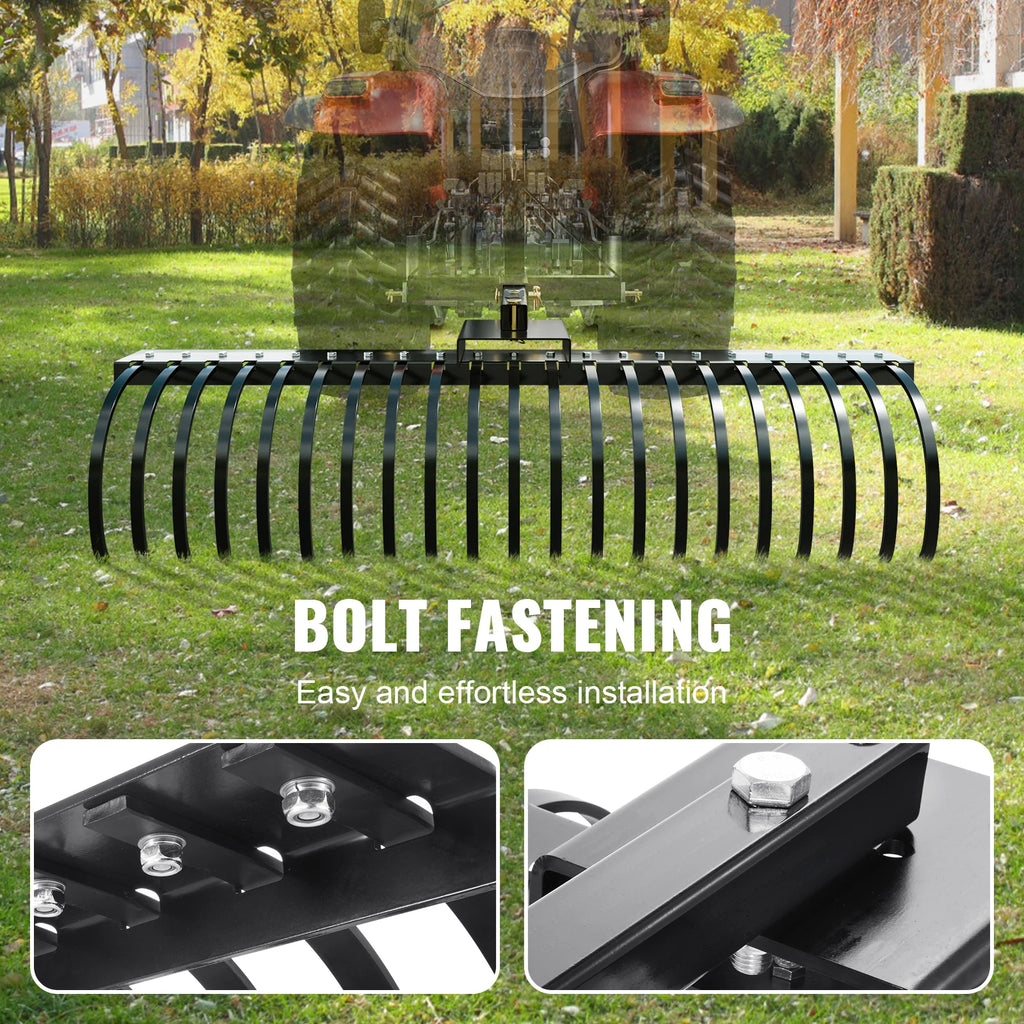 Tow Behind Landscape Rake 60"Tow Dethatcher with 21 Steel Coil Tines