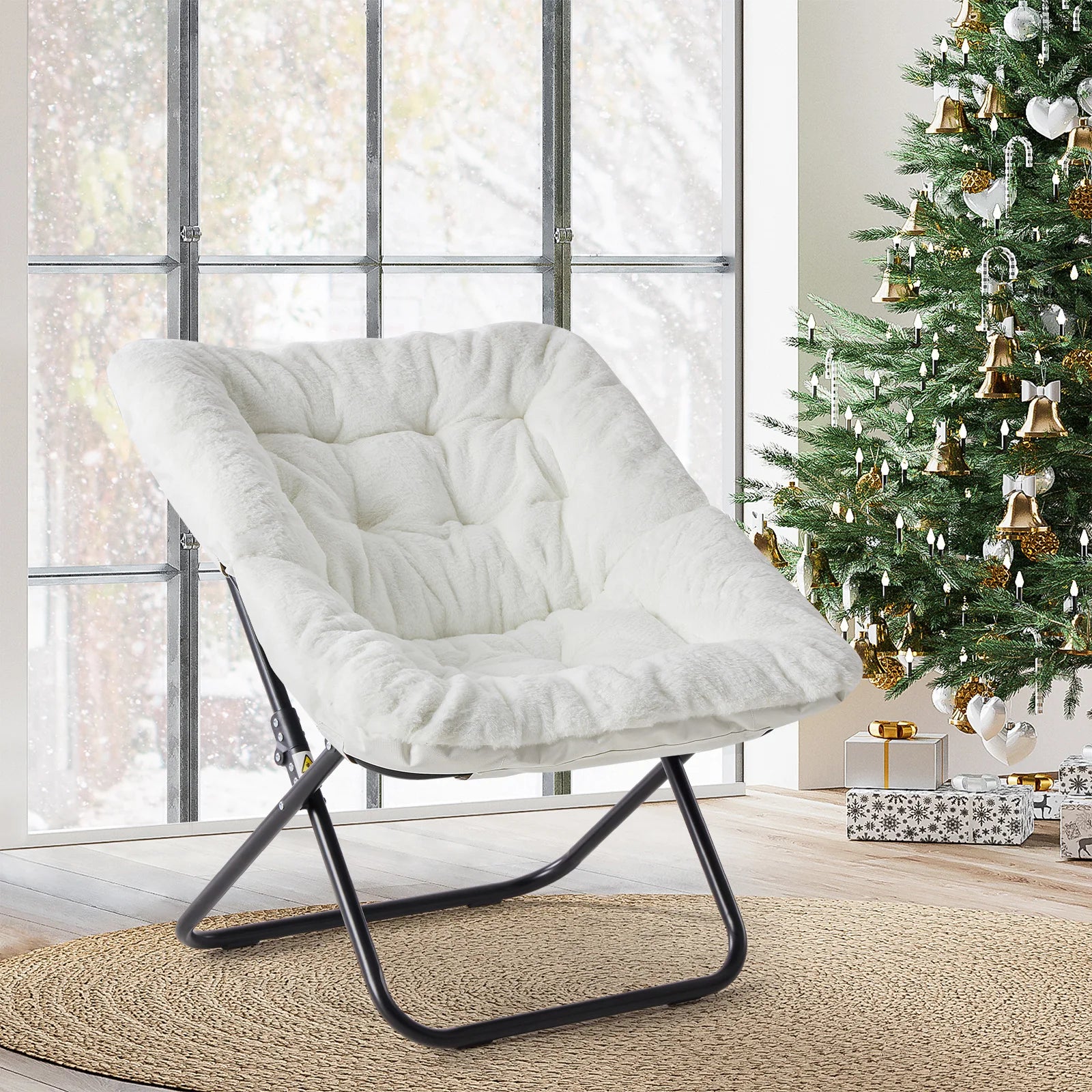 Soft Faux Fur Large Size Folding Lounge Reading Chair