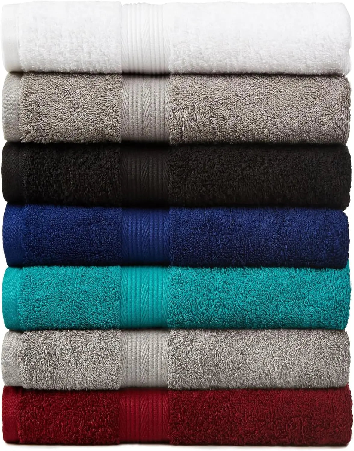 SUNTUG Basics 6 Piece Oversized 100% Cotton Bathroom Towel Set Fade Resistant Soft Absorbent 2 Bath 2 Hand 2 Washcloths Black