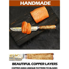 Sakimaru Knife 8" Handmade Copper Damascus Steel Carving Knives