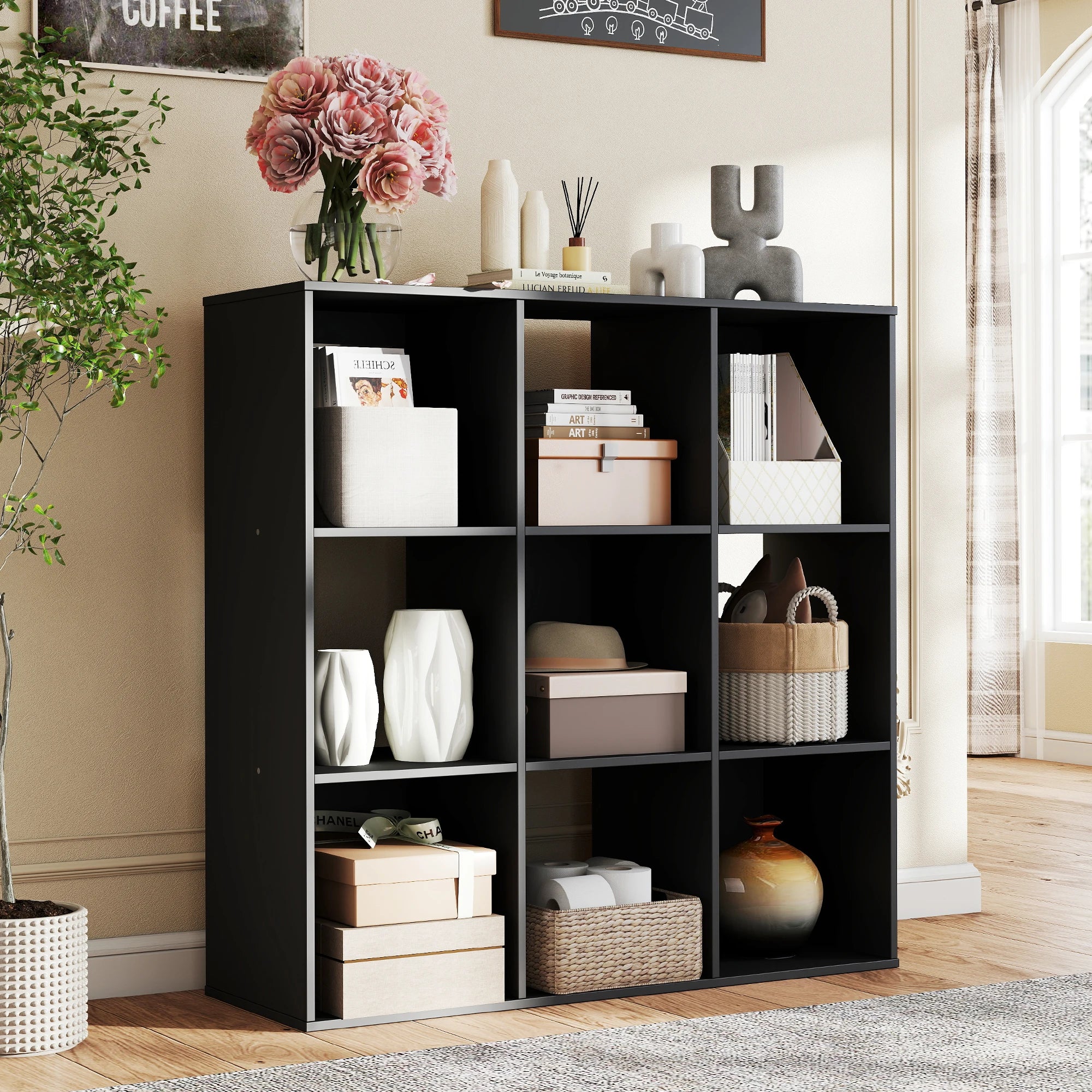 9 Cube Storage Organizer Wooden Shelf Bookcase
