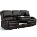 3 Seat Recliner Sofa with Console, Armrest, PU Leather, Cup Holders, USB Ports,
