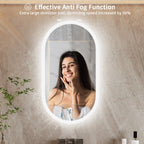 Frameless Wall Mirror with Lights Anti-Fog