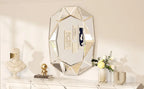 Stylish Irregular Silver Glass Wall Mirror with Beveled Diamond Edge Accents