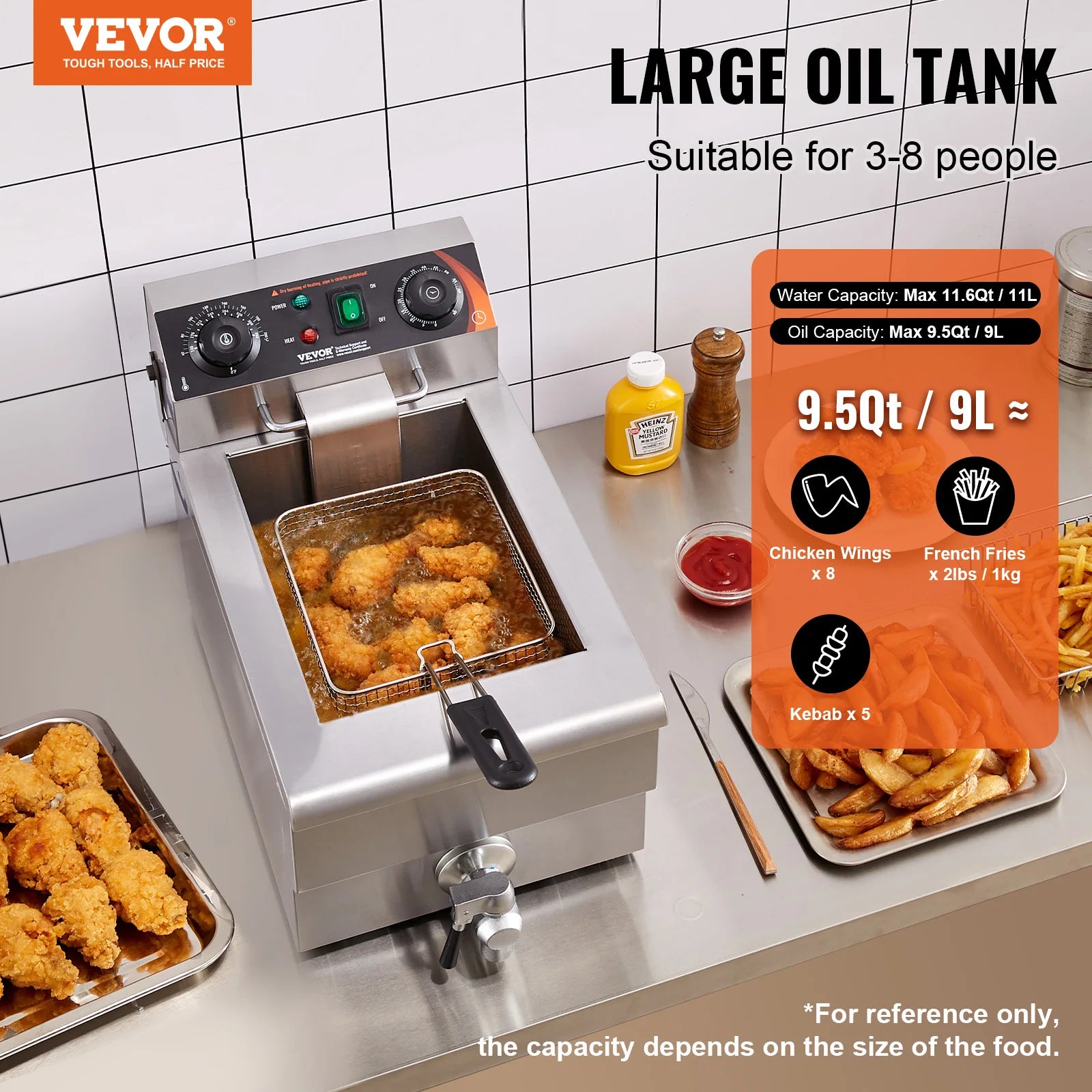 Electric Countertop Fryer with Basket 11.6Qt