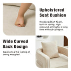 Upholstered Swivel Accent Chair Set of 2 Linen Open Back Barrel Chair with Pillow for Living Room, Beige