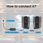 5.25'' 2PCS Indoor Outdoor Bluetooth Speakers Patio Waterproof Wired Wall Mount System 300 Watts Black