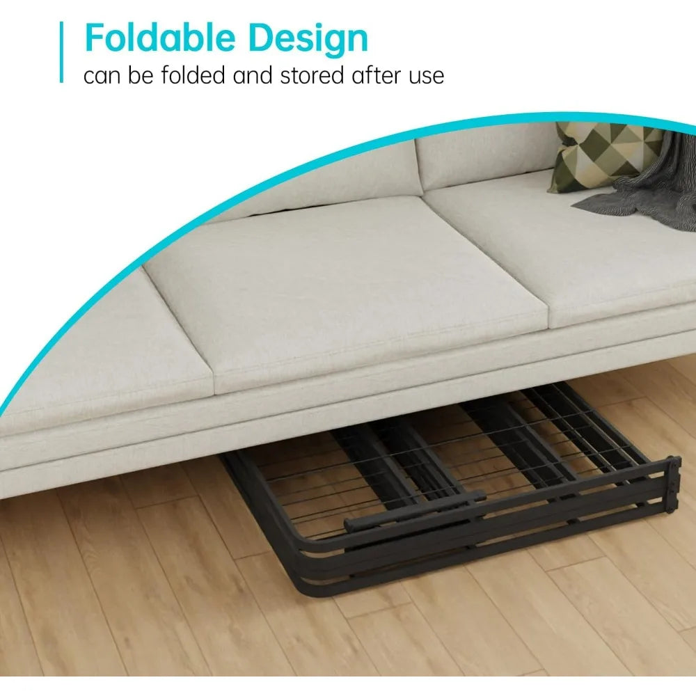 BestMassage Twin Metal Foldable Bed Frame Heavy Duty Steel Slats 6 Legs