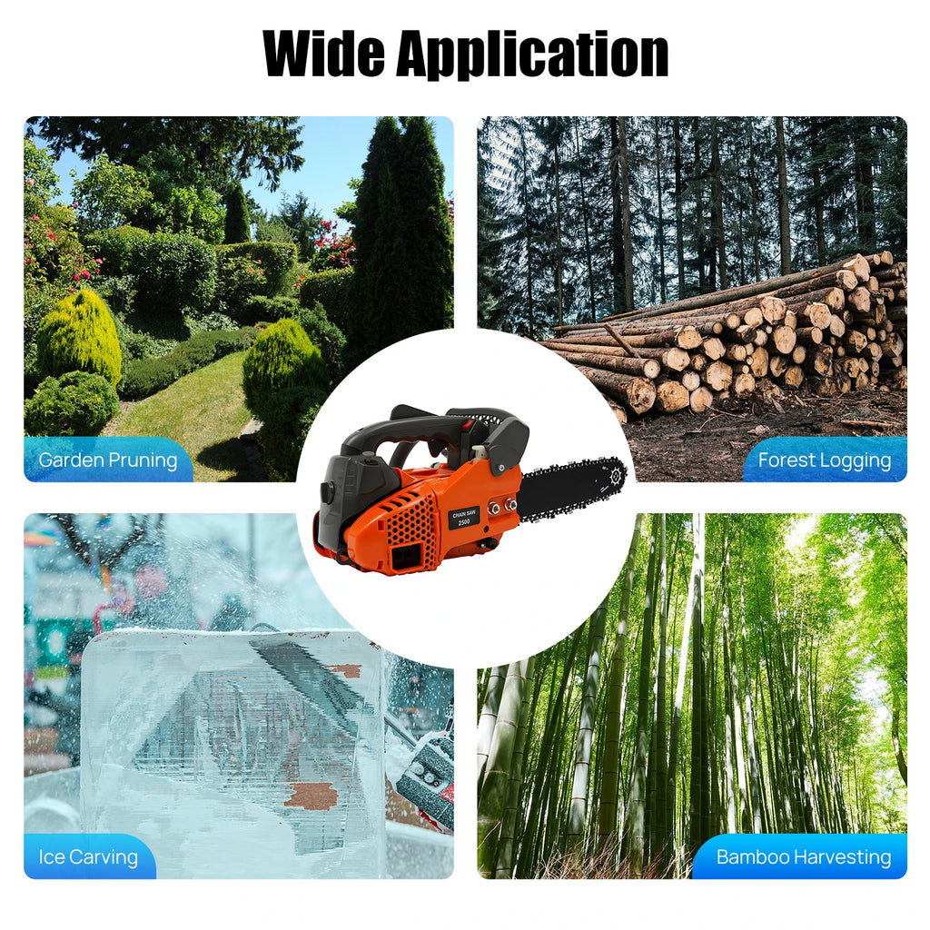 25.4cc Top Handle Chainsaw, 2-Stroke Engine