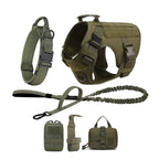 Tactical Dog Harness Collar Leash Molle Pouches For Medium Large Dogs