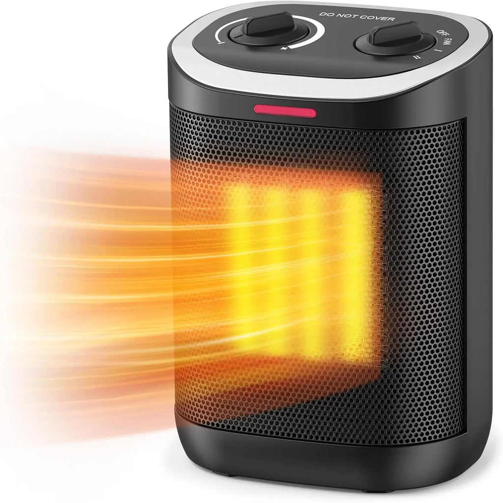 Portable 1500W Ceramic Space Heater with Thermostat, Safe Indoor Heater for Desk, Office, Home – Overheat & Tip-Over Protection