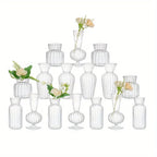 8/16 Pieces of Modern Transparent Glass Vase Set, Small Mini Flower Center Vase,