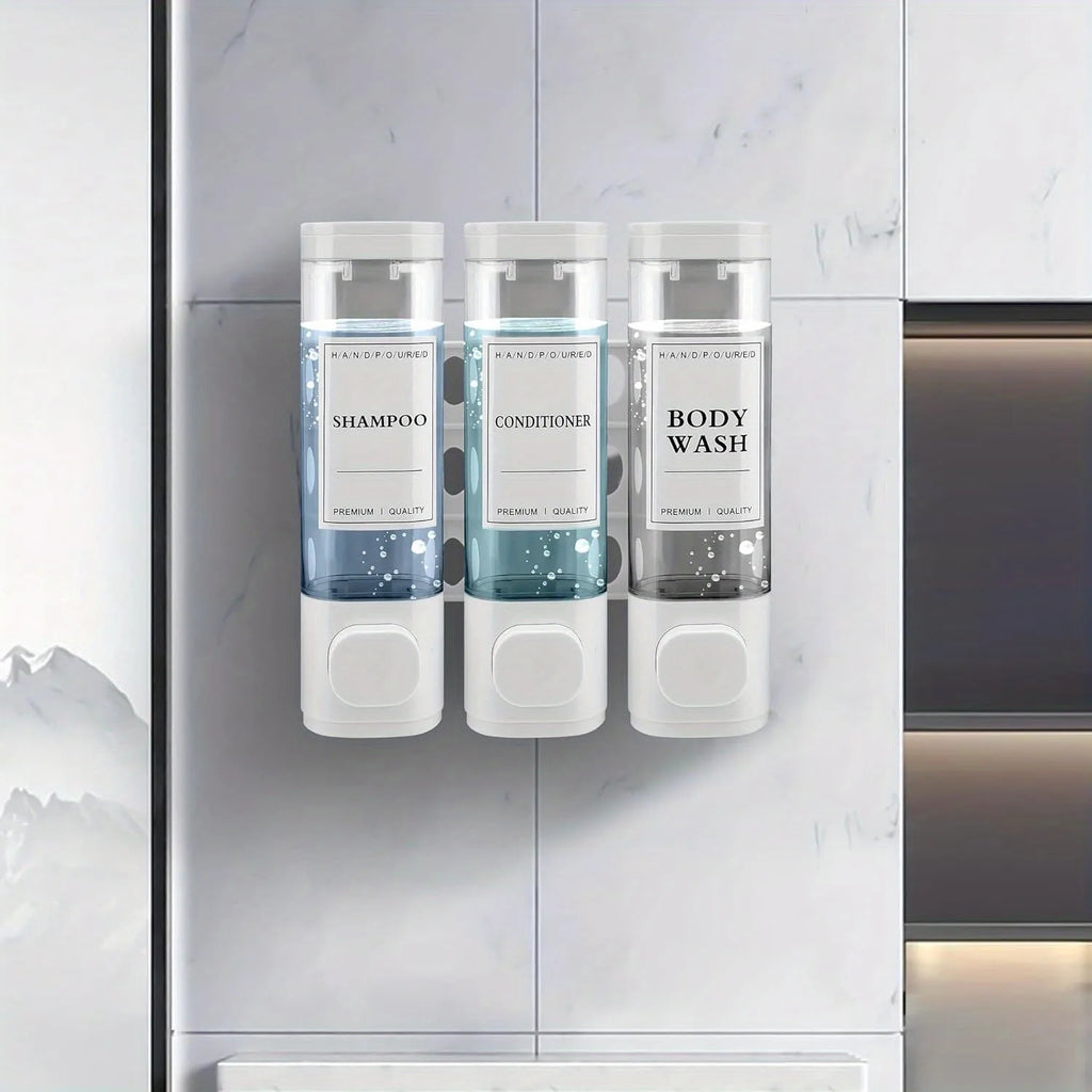 Wall-mounted Soap Dispenser, Shower Gel Dispenser, 3-in-1 Shampoo and Conditioner Dispenser