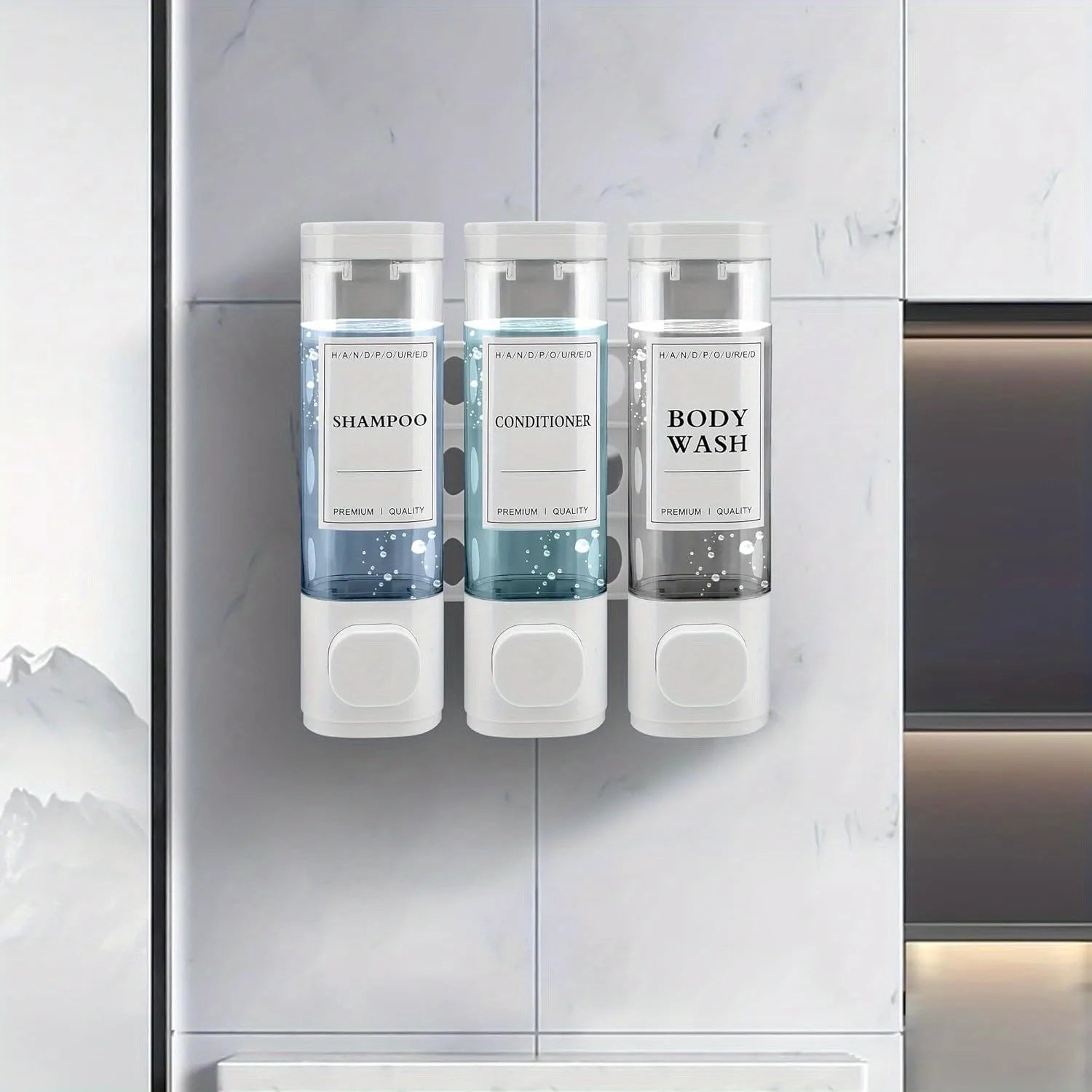 Wall-mounted Soap Dispenser, Shower Gel Dispenser, 3-in-1 Shampoo and Conditioner Dispenser