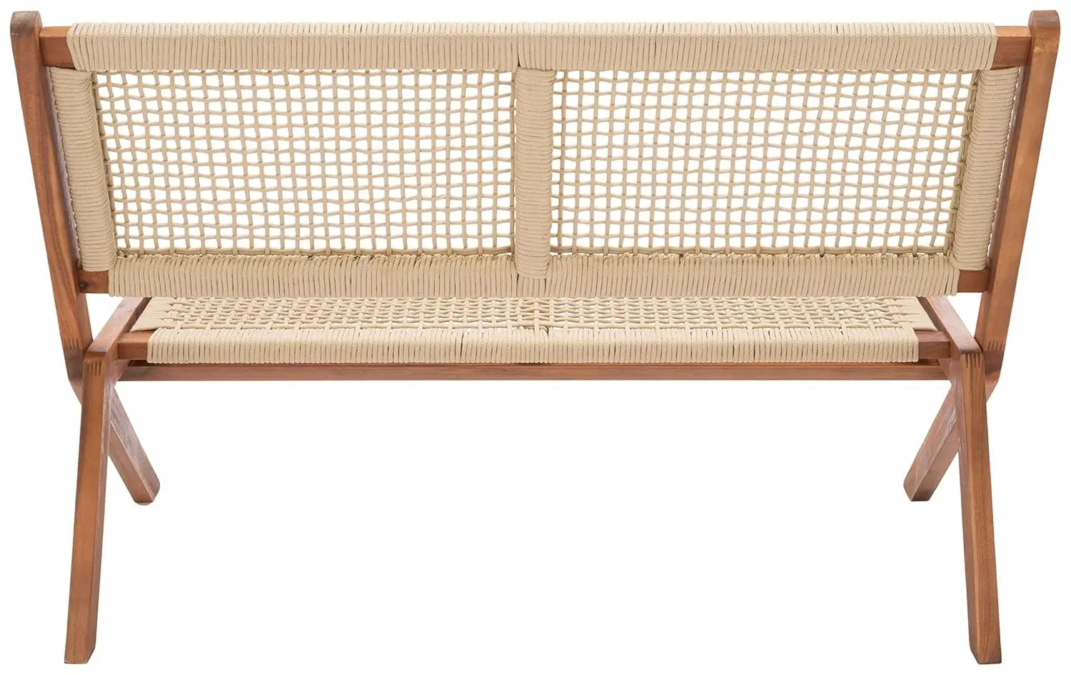 Natural Wood & Rope Foldable Bench Outdoor Patio Garden 48in, Customized