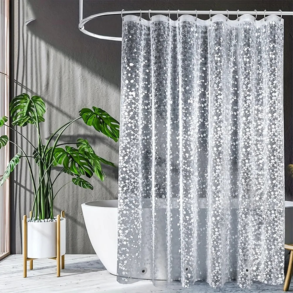 3D Pebble Pattern Shower Curtain Liner – Heavy-Duty with Magnets