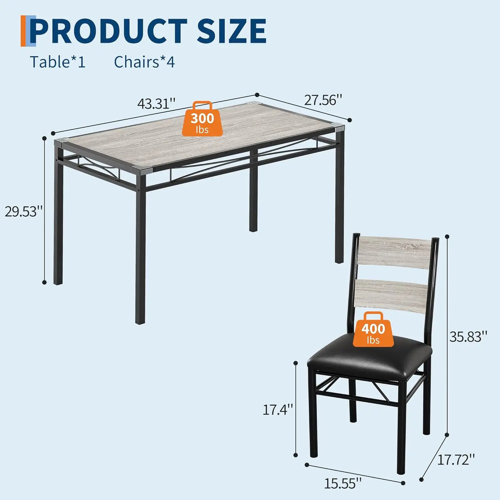 Wood Kitchen Table Chairs Set of 4 with Corner Protector,