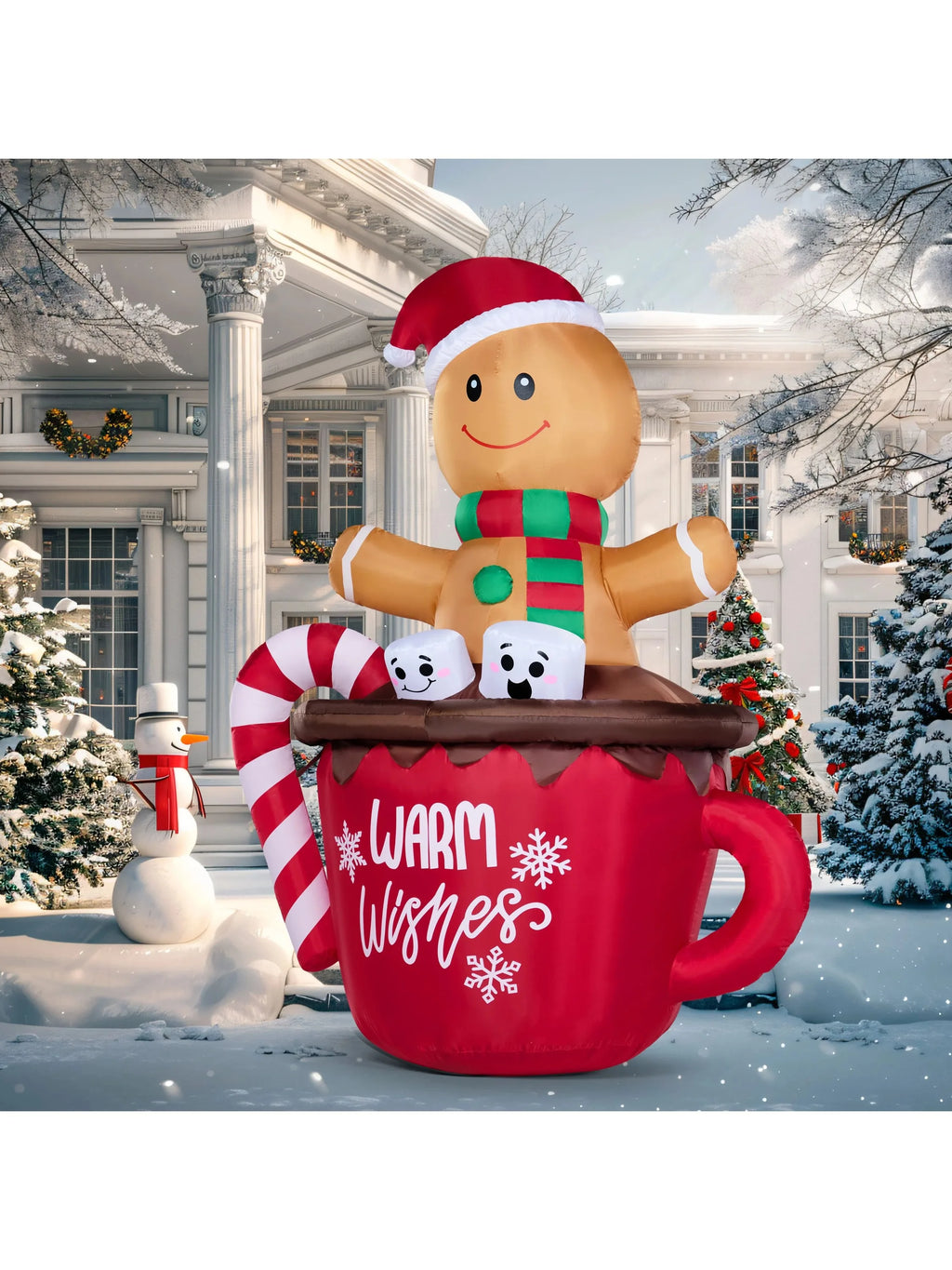 6 FT Christmas Inflatable Cocoa Mug Outdoor Blow Up Yard Decorations