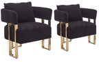 Modern Barrel Accent Chairs 2pcs Upholstered Gold Legs