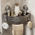 No Drill Suction Corner Basket,Wall Mount Organizer