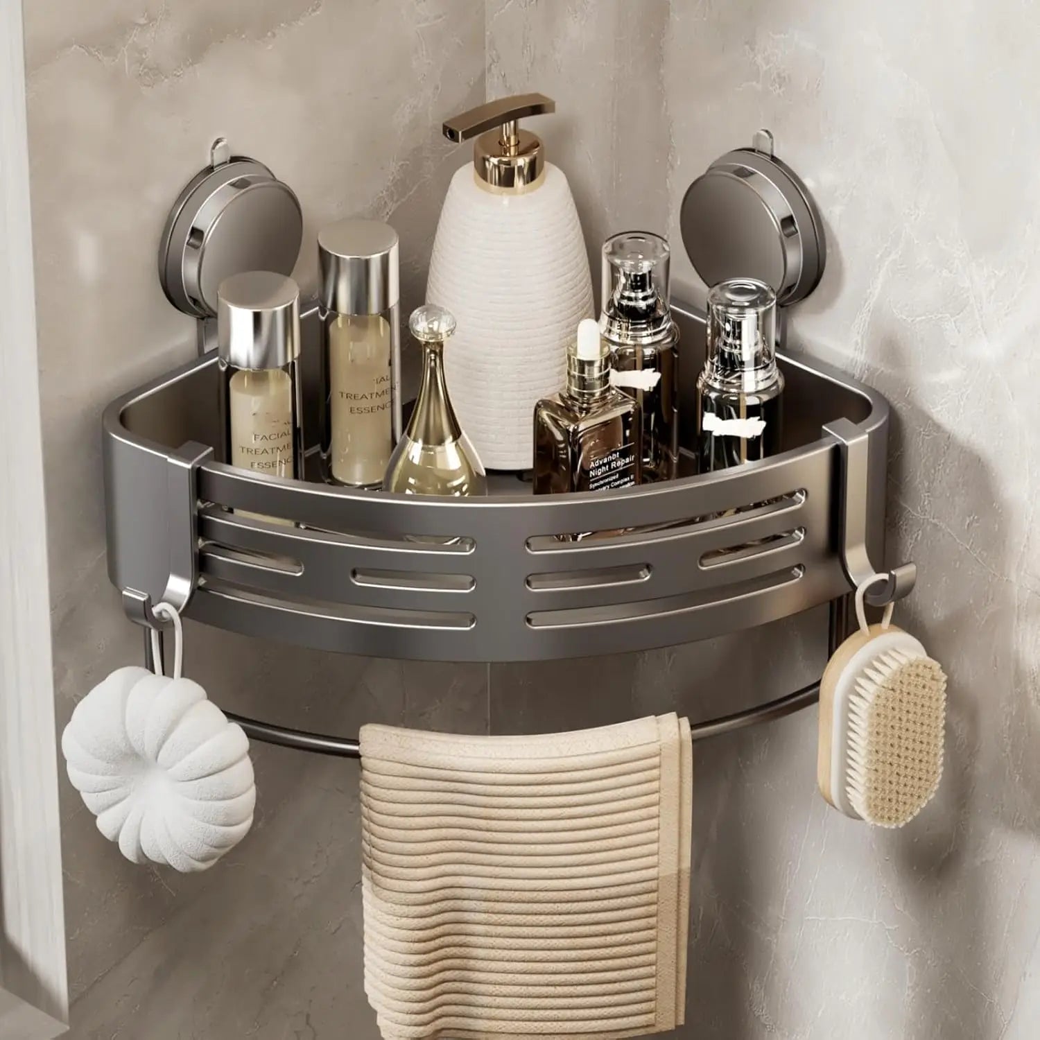 No Drill Suction Corner Basket,Wall Mount Organizer