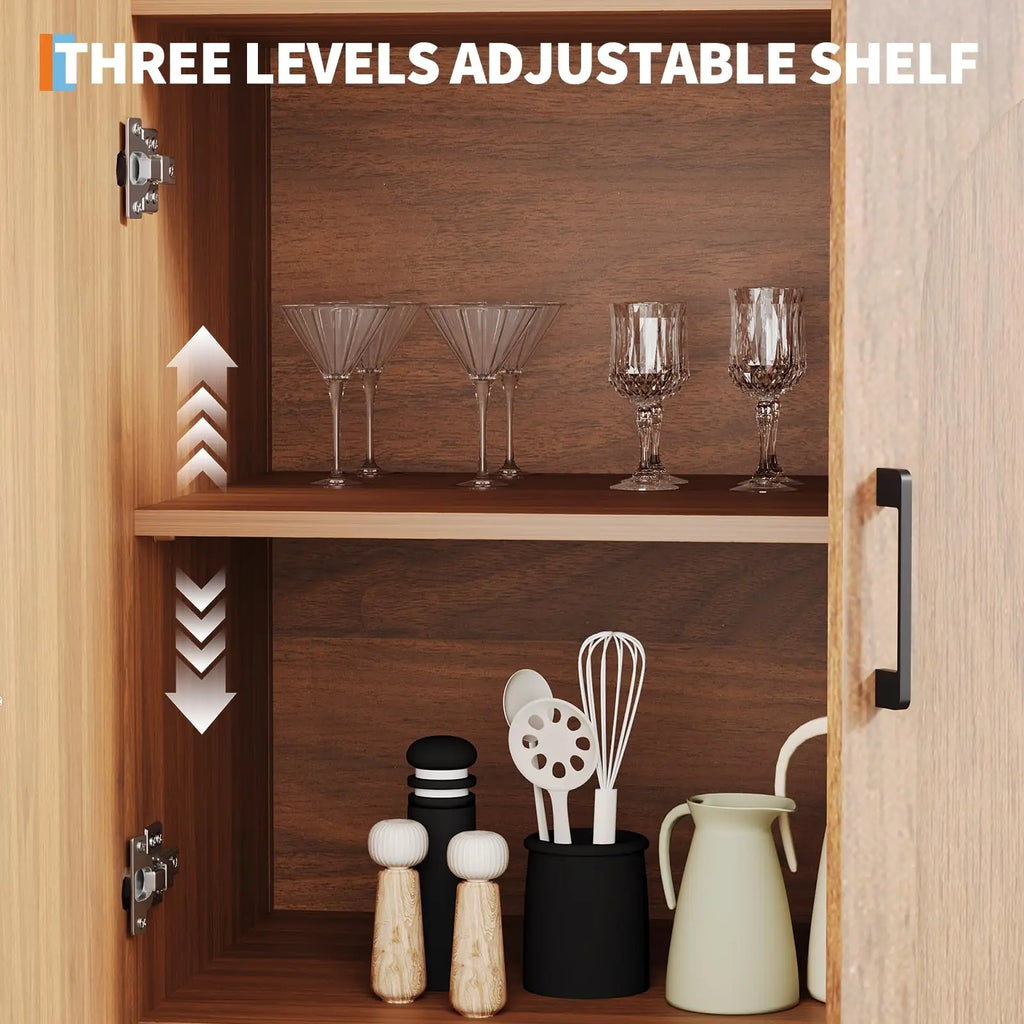 Mid Century Modern 5-Tier Storage With Doors & Open Shelves