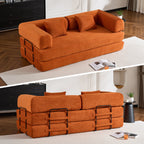 79" Folding Convertible Sofa Bed, Oversized Corduroy Futon Floor Couch, Boneless Loveseat for Small Spaces,