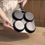 Non-stick iron omelette pan with four compartments for pancakes