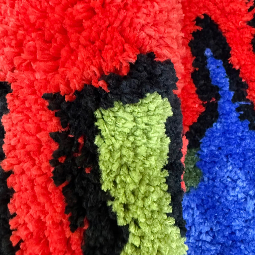 Trendy 'The World Is Yours' Globe Tufted Rug Round Fluffy Shaggy Carpet Black Blue Green Red Non-Slip Absorbent Bath Mat Living
