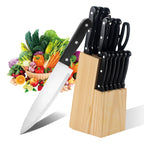 15pcs Kitchen Knife Set with Solid Wood Block Suitable for Chefs