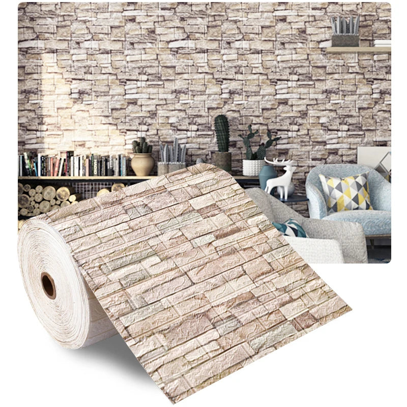 10M stickers Self-Adhesive Panels 3D Soft Crash Foam Wallpaper Imitation Brick Wall Stickers