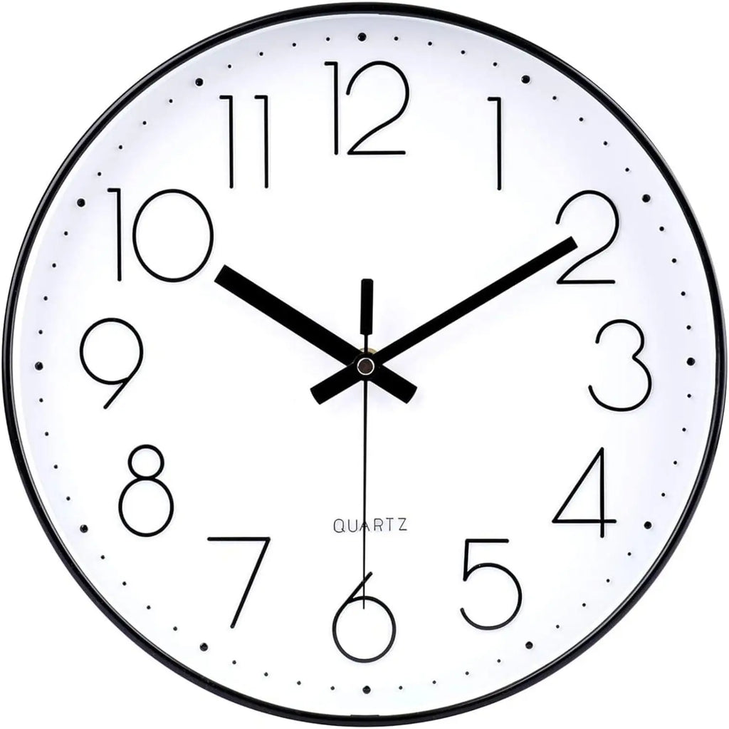 10 Inch Silent Wall Clock Non Ticking with Glass Cover