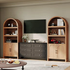 Mid Century Modern 5-Tier Storage With Doors & Open Shelves