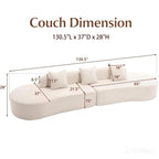 130” Boneless Sectional Modern Curved Sofa Comfy Cloud Couch