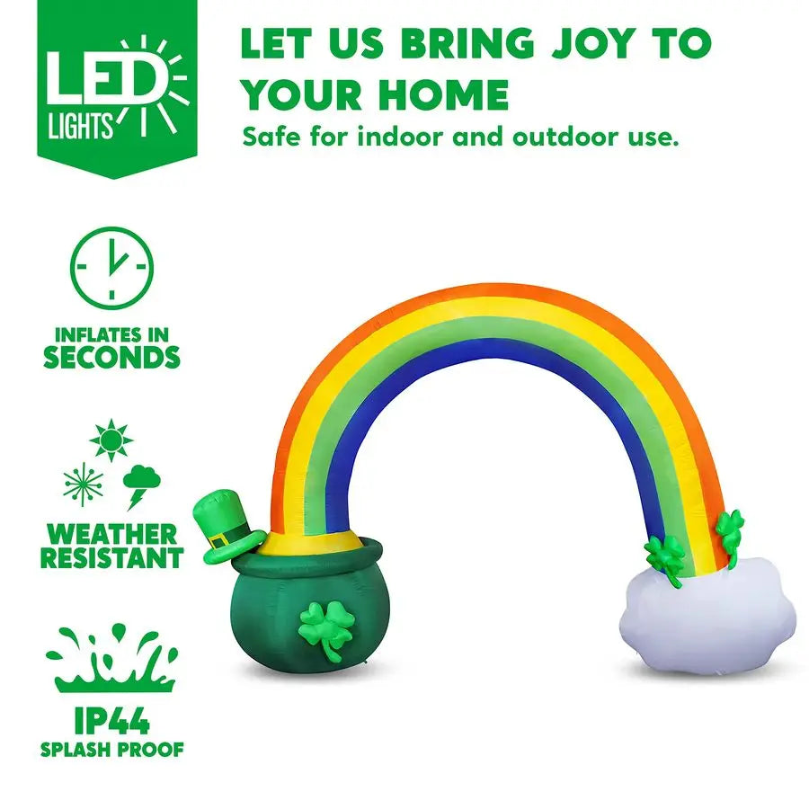 14ft Long 10 FT Tall St Patrick Inflatable Rainbow Arch with LED Lights