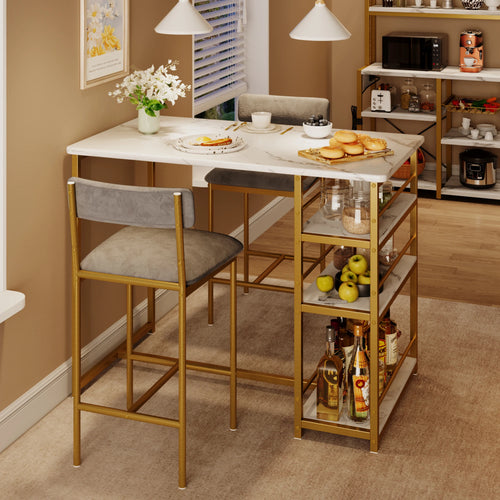 3 Pieces Dining Room Table Set Counter Height Kitchen Table and Chairs