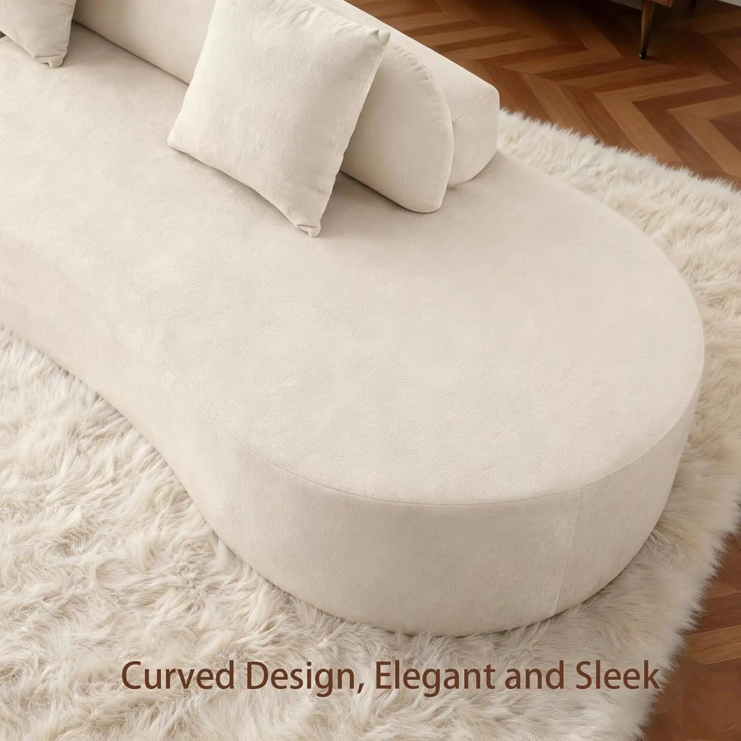 130” Boneless Sectional Modern Curved Sofa Comfy Cloud Couch