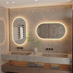 Frameless Wall Mirror with Lights Anti-Fog
