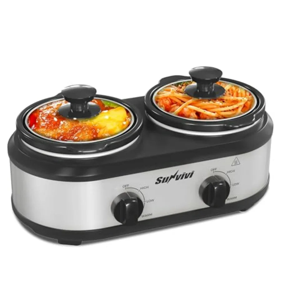 Dual Slow Cooker Buffet Server and Food Warmer