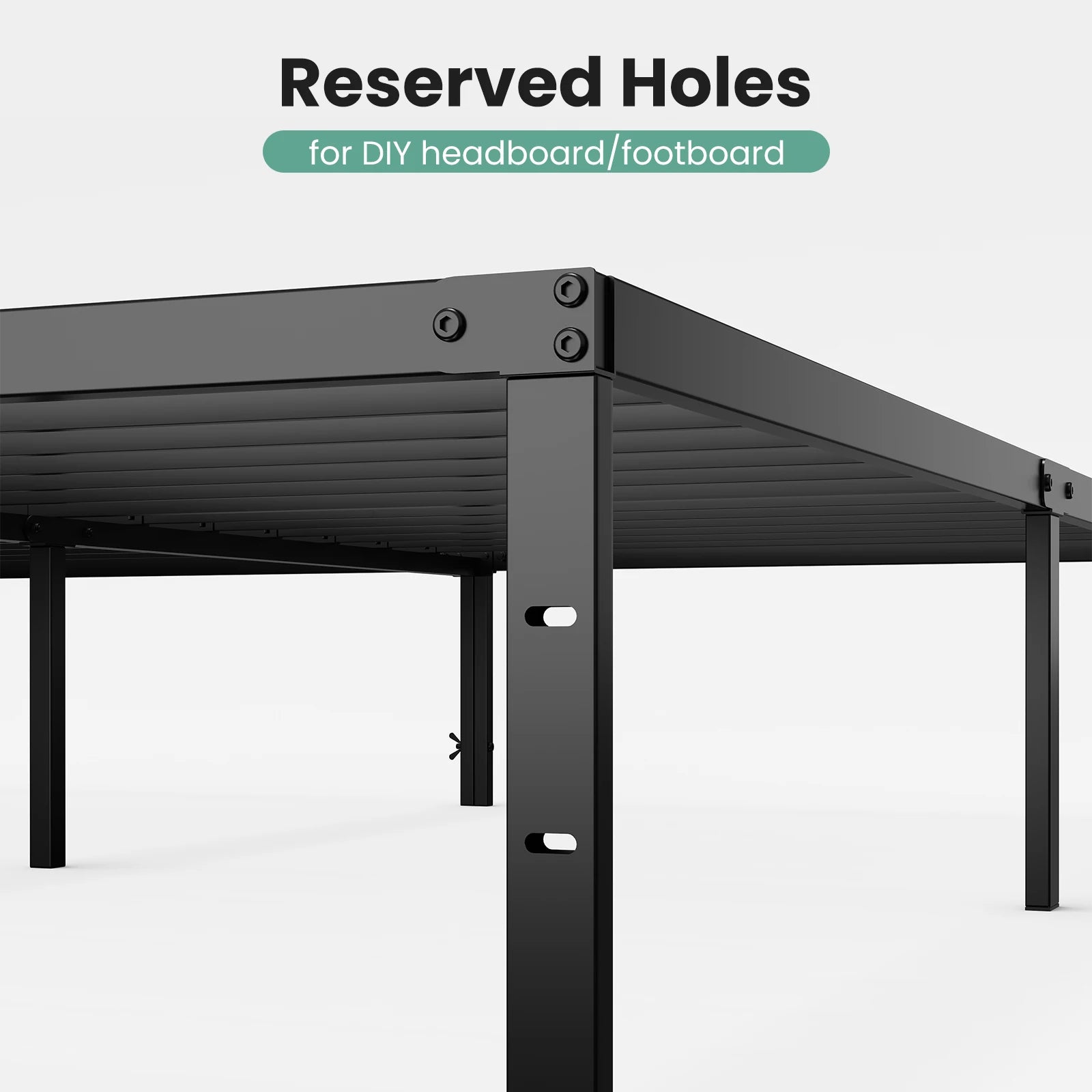 Metal Platform 16IN Tall Basic Bed Frame Sturdy Steel Heavy Duty with Storage Space