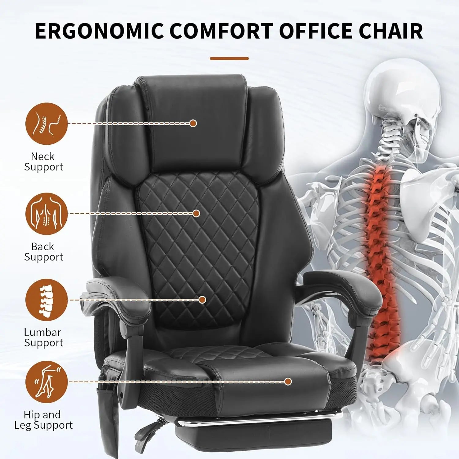 Massage Office Chair with Heat 6 Vibration Points,Big and Tall Office Chair 400 lbs