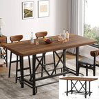 63-inch Dining Table for 4-6, Farmhouse Kitchen Table with Large Tabletop, Rectangular Eating Table for Dining Room, Living Room