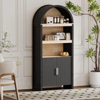 Mid Century Modern 5-Tier Storage With Doors & Open Shelves