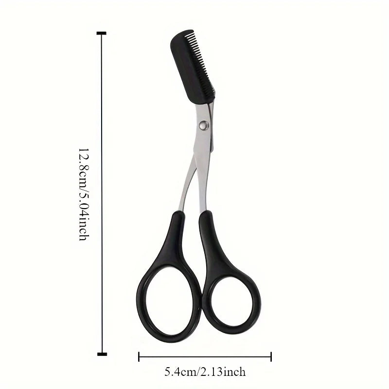 Stainless Steel Eyebrow Trimming Scissors With Comb,
