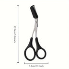 Stainless Steel Eyebrow Trimming Scissors With Comb,