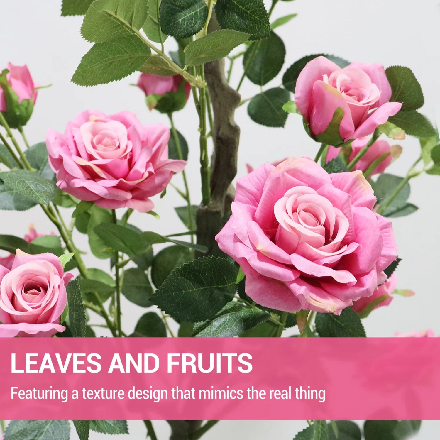 Artificial Rose Flower Tree-5FT Lifelike Plant in Pot with Flowers Decorative Rose Trees for Home,Office, Wedding, Event Decor
