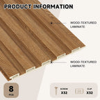 8-Pack 3D WPC Wood Wall Panels, Acoustic Interior Decor for Living Room and Bedroom in Golden Oak, 95x6 Inches