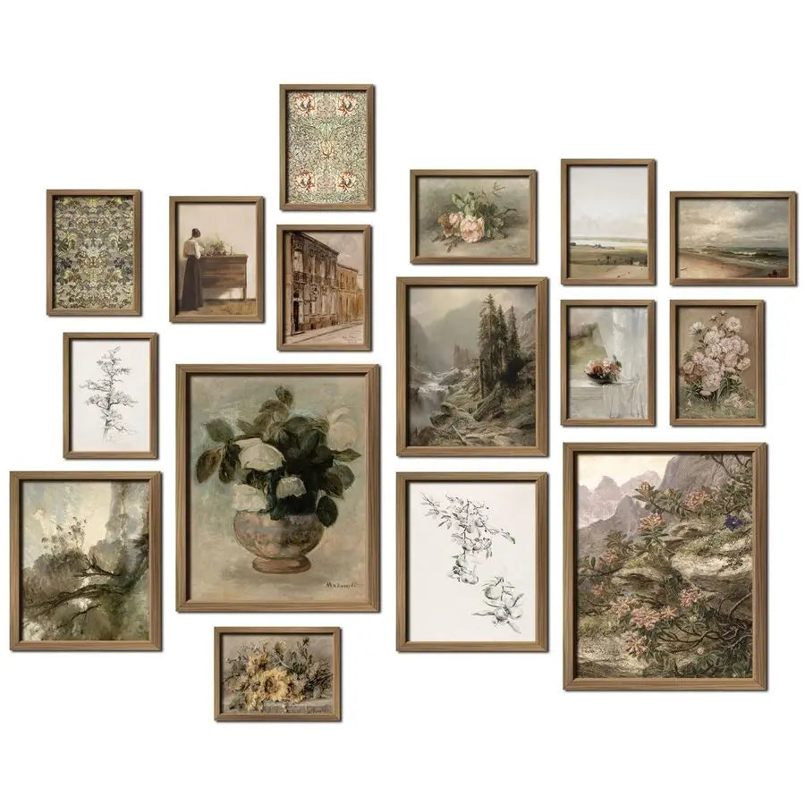 French Country Farmhouse Gallery Wall Frame Set Prints for Bedroom Bathroom, Rustic Landscape