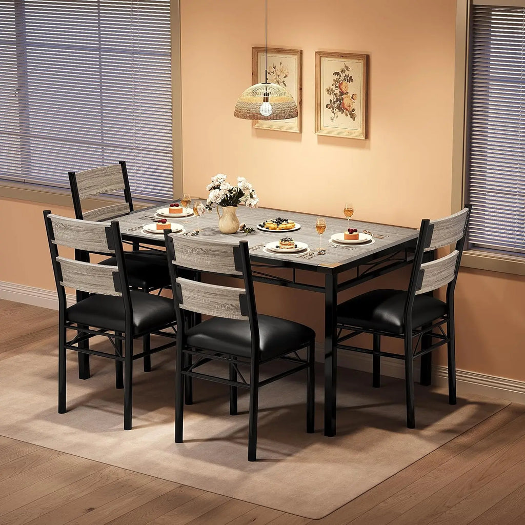 Wood Kitchen Table Chairs Set of 4 with Corner Protector,